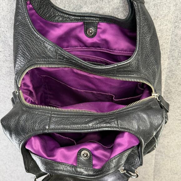 Coach Madison Maggie Shoulder Bag Black Pebbled Leather Designer Hobo Purse - Picture 11 of 16